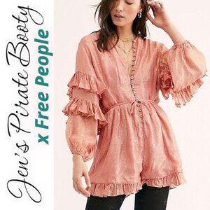 JEN’S‎ PIRATE BOOTY x FREE PEOPLE Livia Ruffle Metallic Romper, Size XS